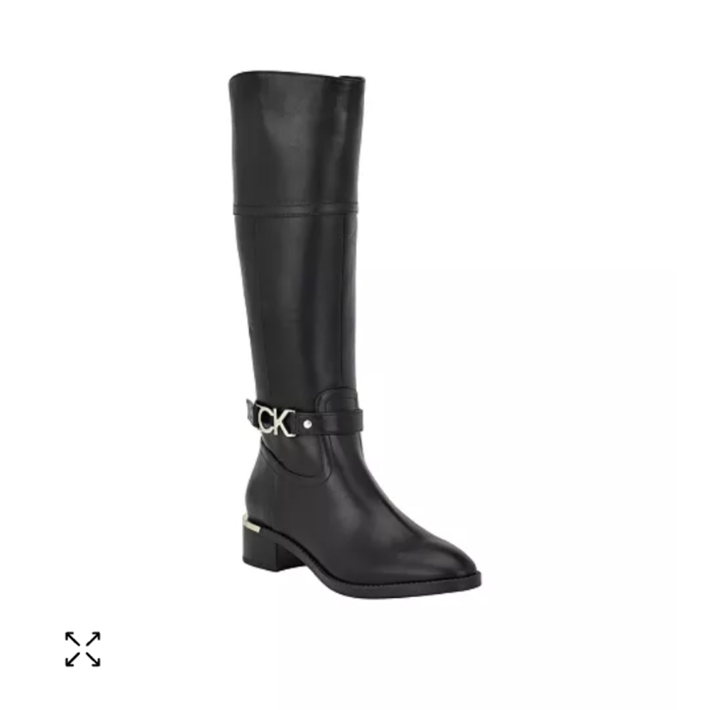 Leather Calvin Klien womens knee high boots size nine 9.5 and a half.